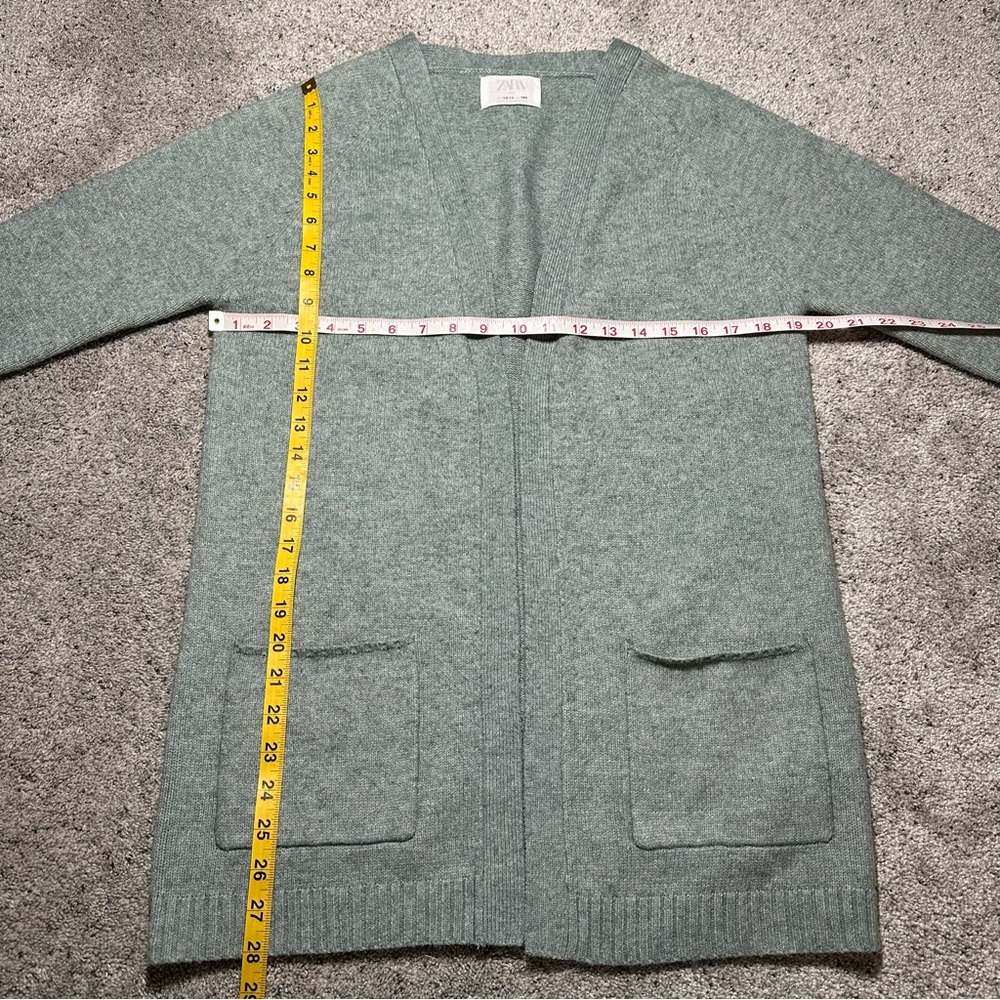 Zara Kids Girls Cozy Open Front Duster Cardigan, Sage Green - Youth 13/14 - Picture 9 of 10